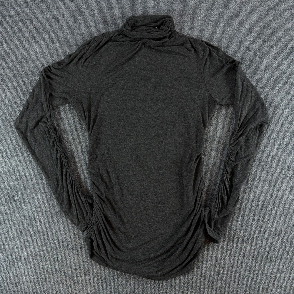 Max Studio Womens Charcoal Gray Ruched Turtleneck Long Sleeve Top Size L Bodycon